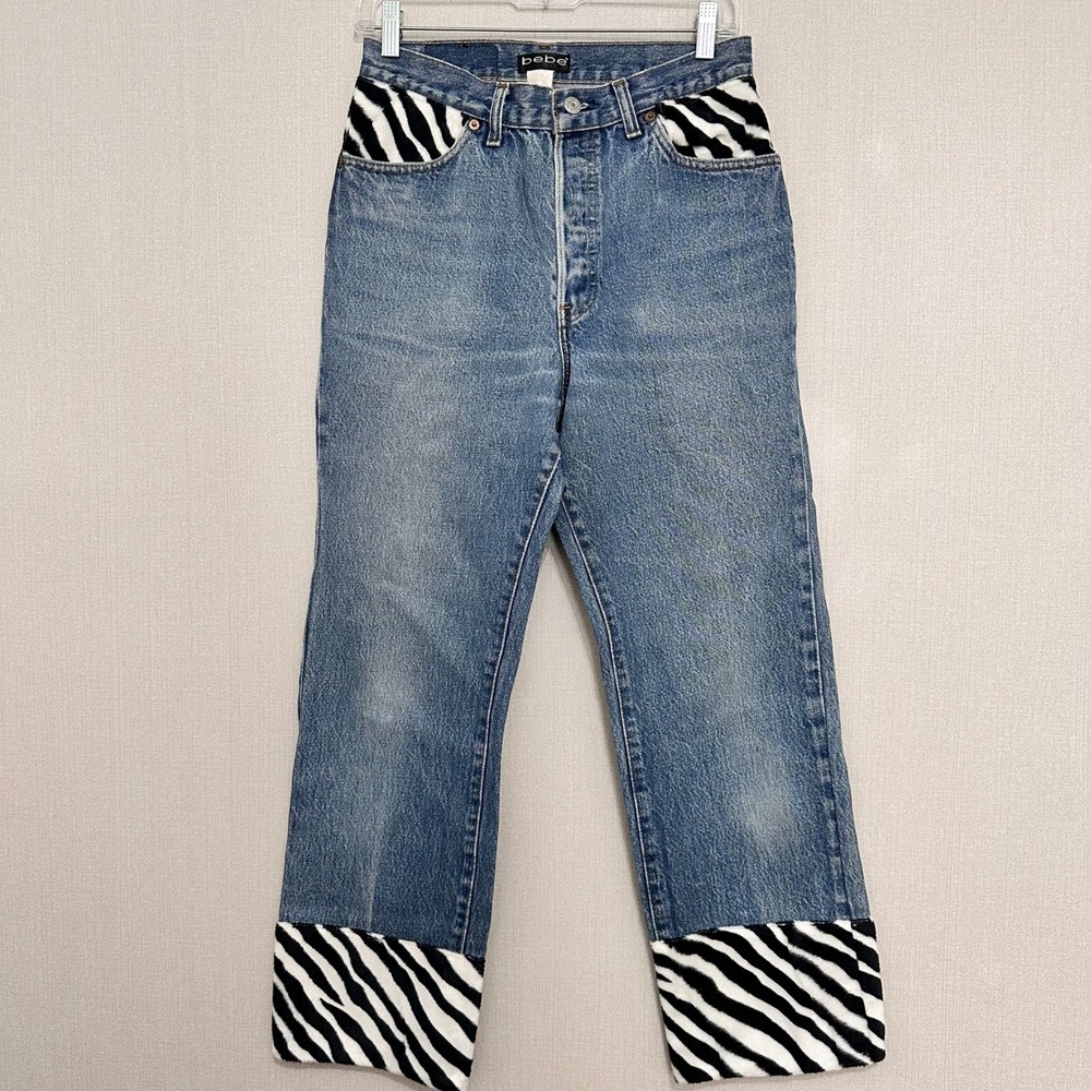 Vintage Bebe x Levi's 501 Zebra Trim Jeans 26 Waist Made USA Y2K